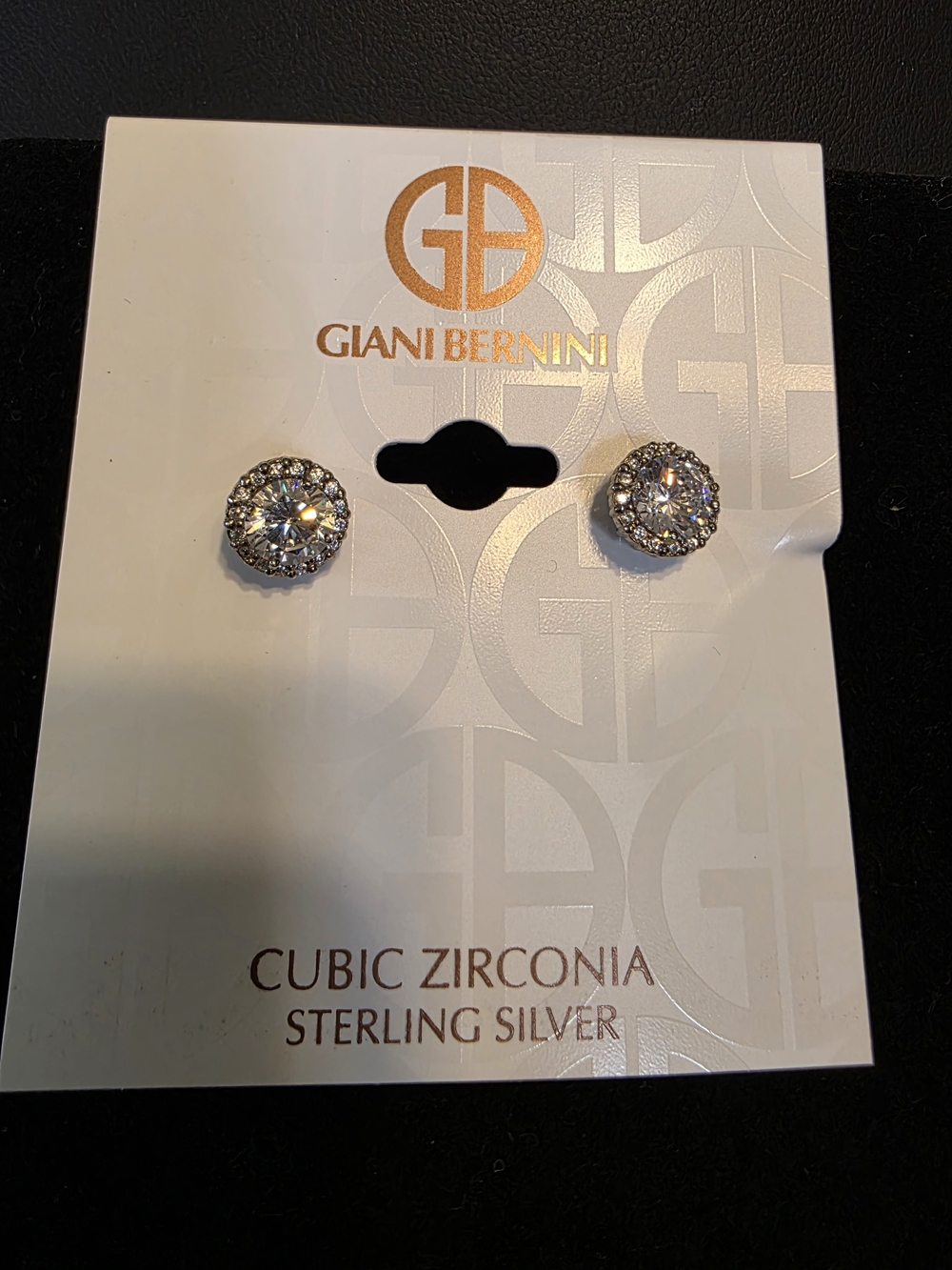 #325 Giani Bernini Silver-Tone Halo Cubic Zirconia Stud Earrings - Clear